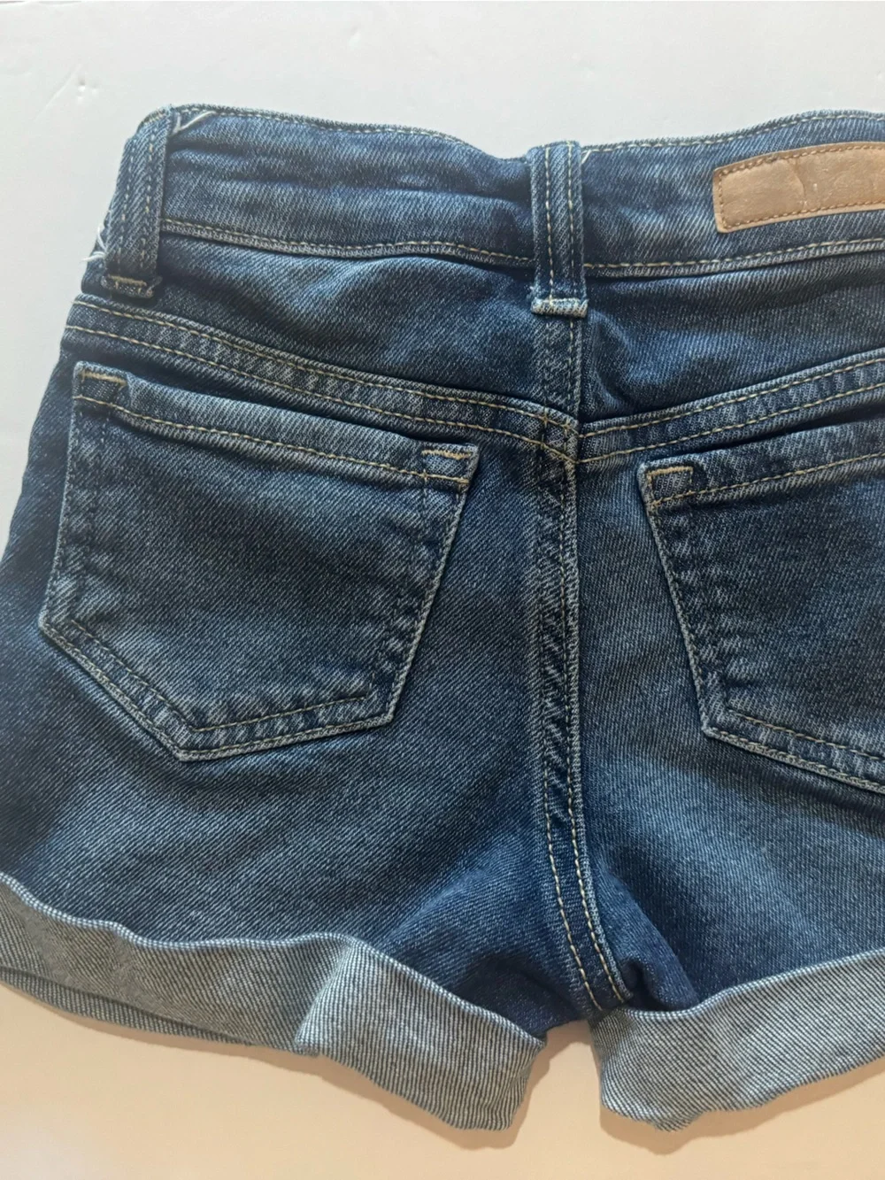 Justice Dark Blue Denim Shorts with Rainbow Pocket Embroidery